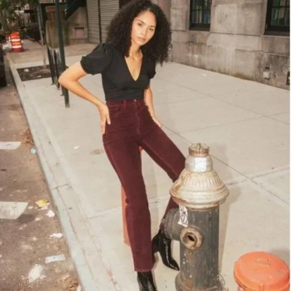 Levi's Ribcage Boot High Waist Corduroy Pants In Malbec 29 x 32